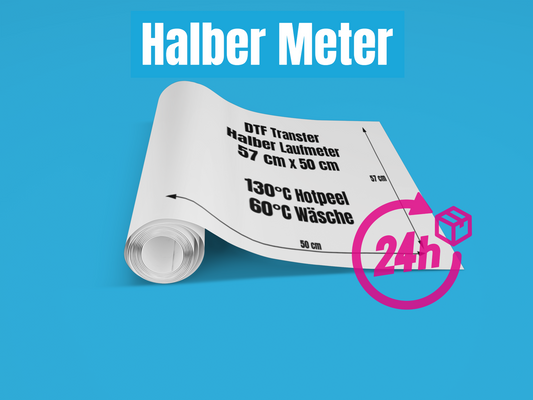 EXPRESS DTF Transfer HALBER Laufmeter Hotpeel (57 x 50 cm)